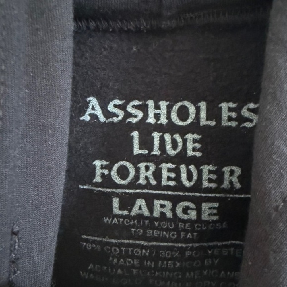 Assholes*s Live Forever Eeyore I'M FINE Black Graphic Hoodie Mens Large - Picture 3 of 7
